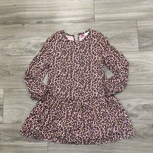 Boden Girls Cheetah Print Long Sleeve Dress